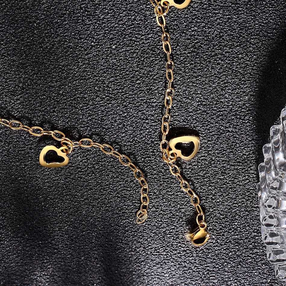 Fashion Womens Ankle Pendant Love Heart shaped Foot Bracelet Stainless Steel Chain Link Jewelry Accessories Gold Gift W240815