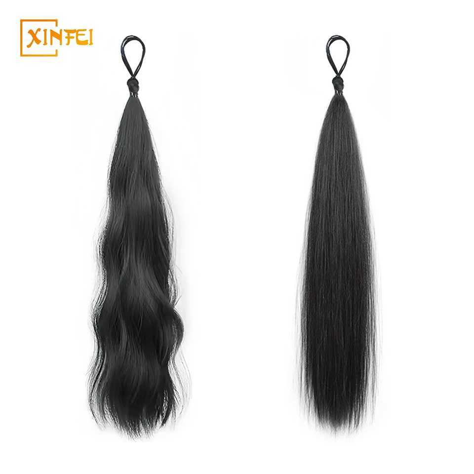 Synthetic wig hair tie womens hair new style self curling Chignon low tie ponytail fluffy high gloss hairstyle W240817