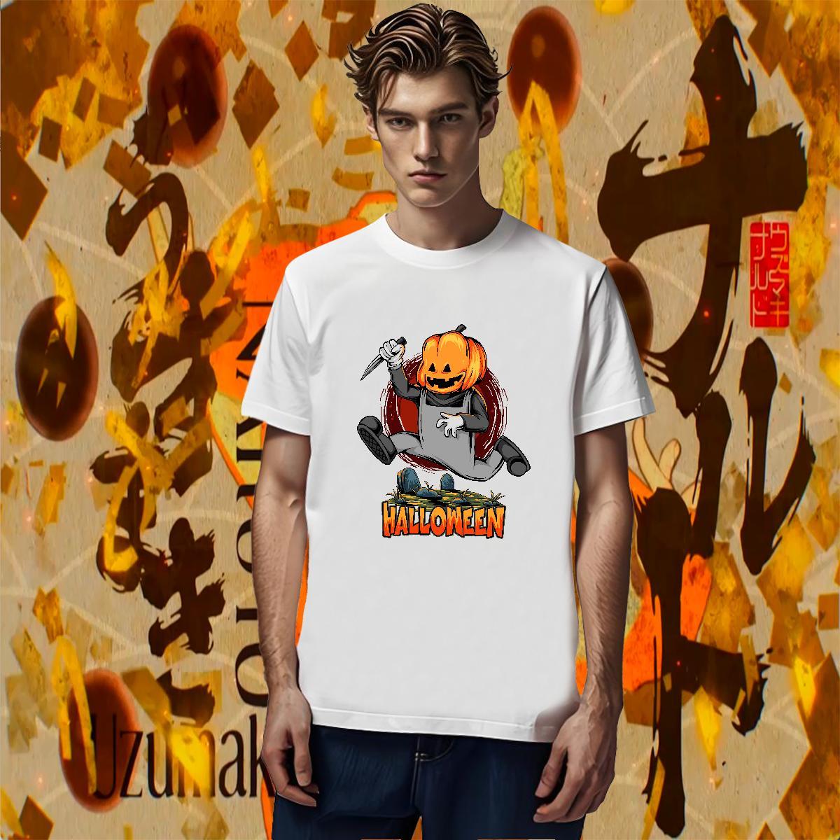 Popular T shirt pumpkin O Neck Short Sleeves Daily Wear Customized Print 230g 100% Cotton Men Tees 2024 Summer Clothes