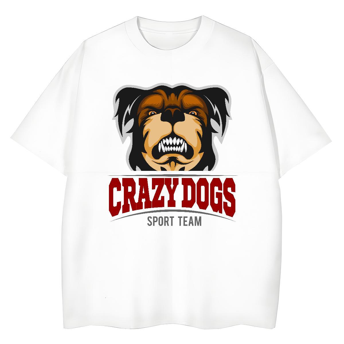 TOP Quality Men T Shirts crazy dog Breathable Soft Hip Hop DIY Logo Oversized 230g Pure Cotton Mens Tshirts Fashion Designer Top Tees