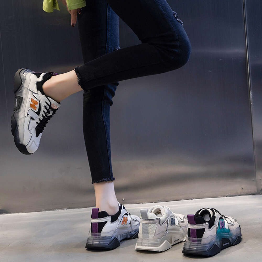 Ddmysports Spring Summer New Sports Running With Thick Casual Genuine Leather Women Eightened Flat Sole Dad Shoes For OUTDOOR