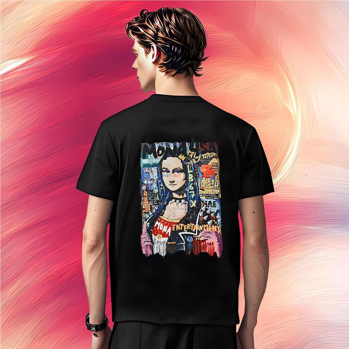 T-Shirts 100% Cotton 230g Mona Lisa Casual Daily Wear Short Sleeve Soft Customized Print Couples T Shirts Fashion Designer High Quality Clothings