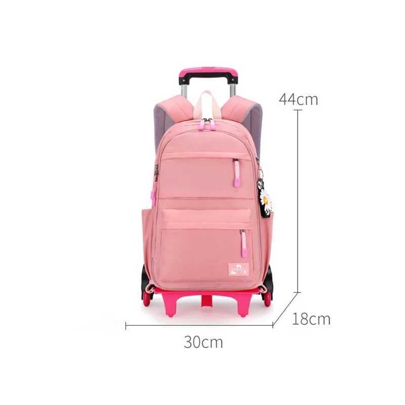 Orthopedic School Bag Child with Wheels Waterproof Primary Student Backpack Travel Bagpack for Teenage Girls Trolley Schoolbags Y240820