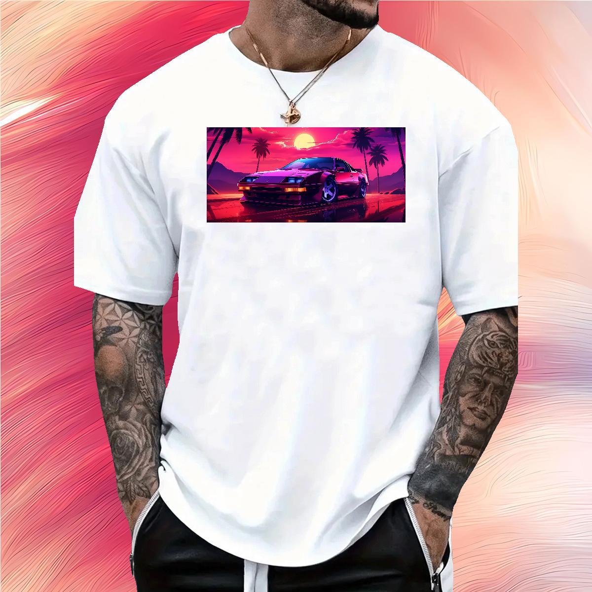 Free Shipping car 100% Cotton 230g Men Tops Tees Outdoor O Neck Short Sleeves T Shirts Men Wholesale Oversized 4XL Tees Shirts