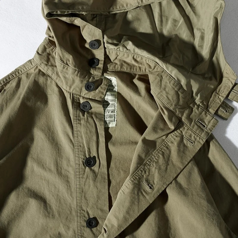 Retro workwear casual jacket mens loose shoulder sleeves fashionable hooded functional windbreaker top 240819