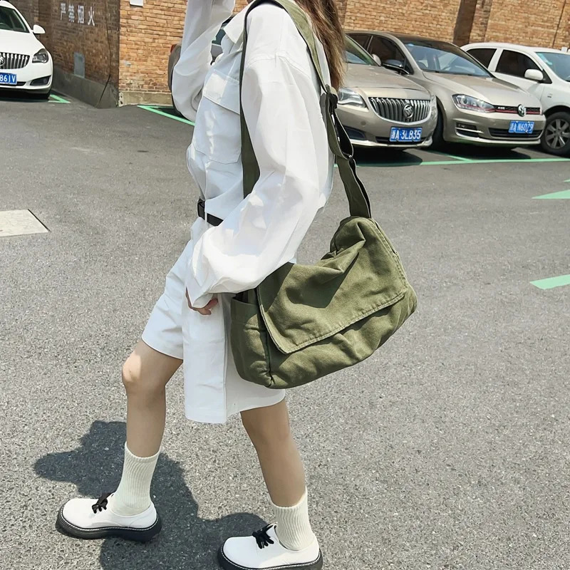 Large Capacity Canvas Womens Messenger Bag Vintage Handbag Canvas Shoulder Tote Bags Casual Handbag Crossbody Handbags 240819