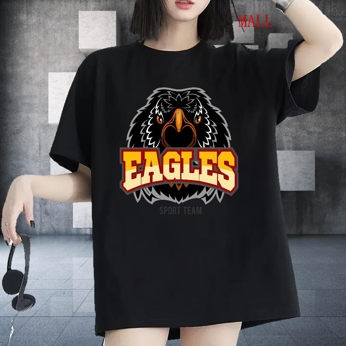 Custom Women Tees Sport O Neck Short Sleeves Tee Shirt Loose 100% Cotton 230g eagle Custom Print Oversized Womens T Shirts