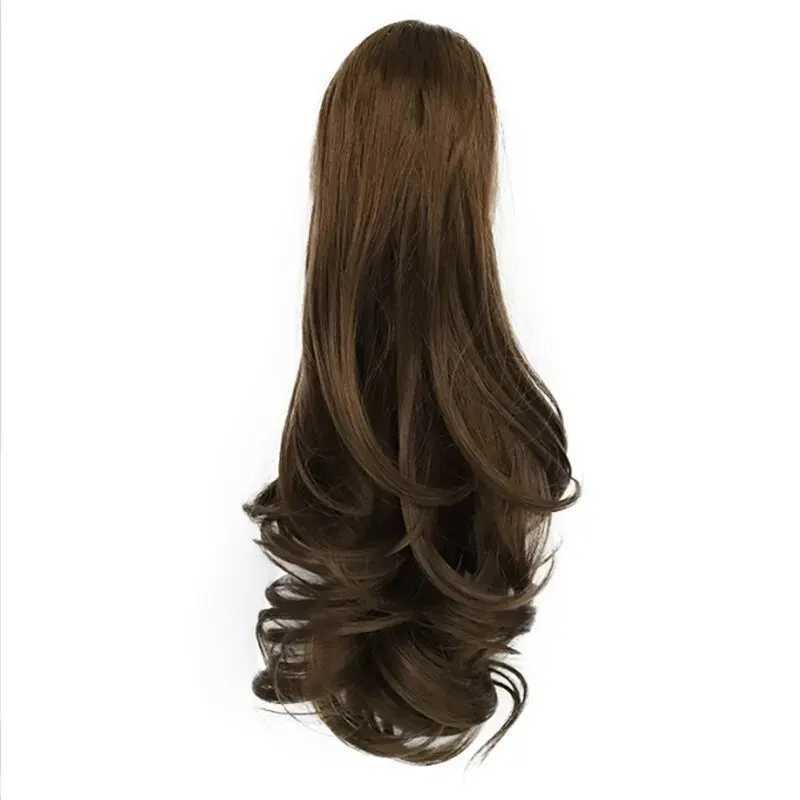 A ten inch large wave clip with a curled ponytail. Synthetic high-temperature silk wig with ponytail W240817