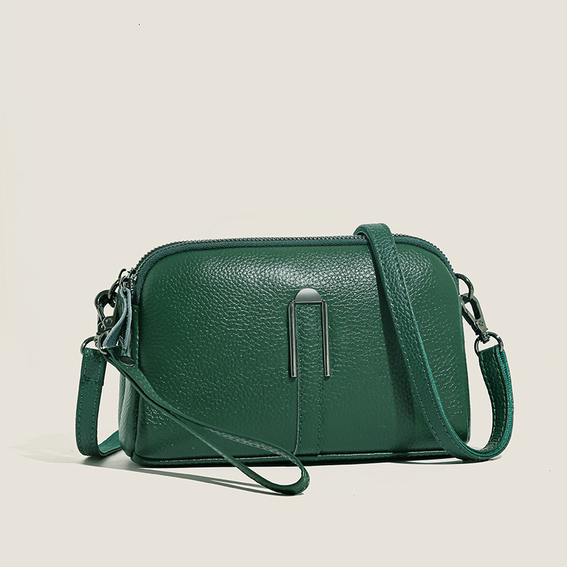 Genuine leather women's mobile phone spring new trendy fashion single shoulder crossbody bag, top layer cowhide small square bag