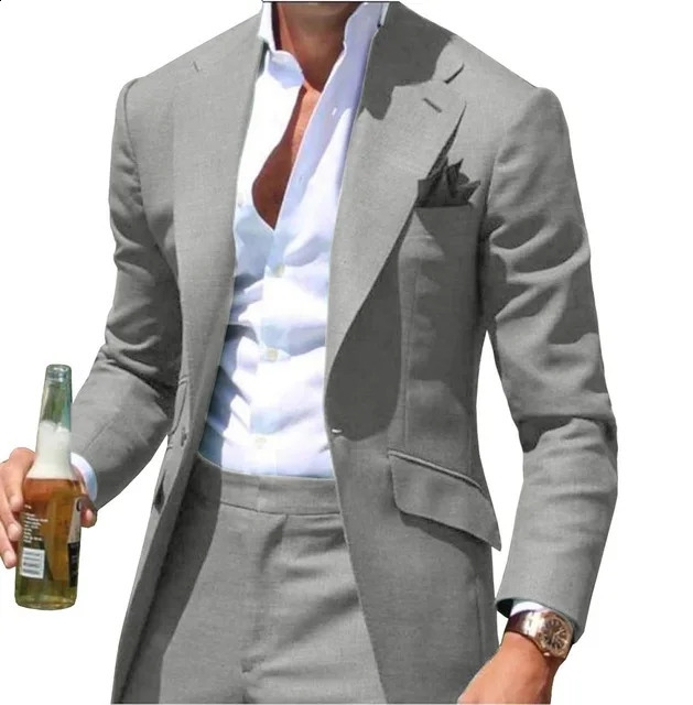 Costumes Pour Hommes Collar Men Suits Notched Green Slim Fit Blazers Jackets Pants 2PCS Causal Business Wedding Groom Wear 240819