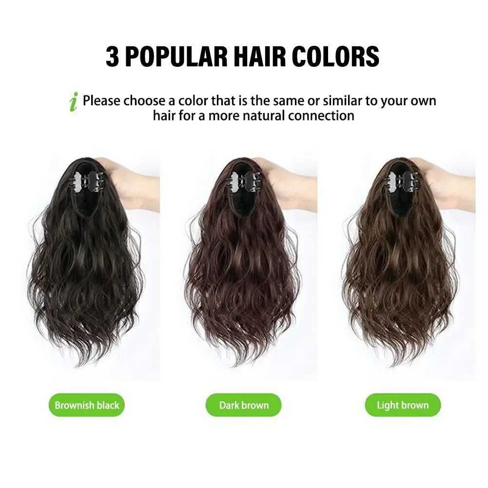 Womens wig grab clip synthetic clip style hair extension low ponytail short curly hair extension natural curly hair W240817