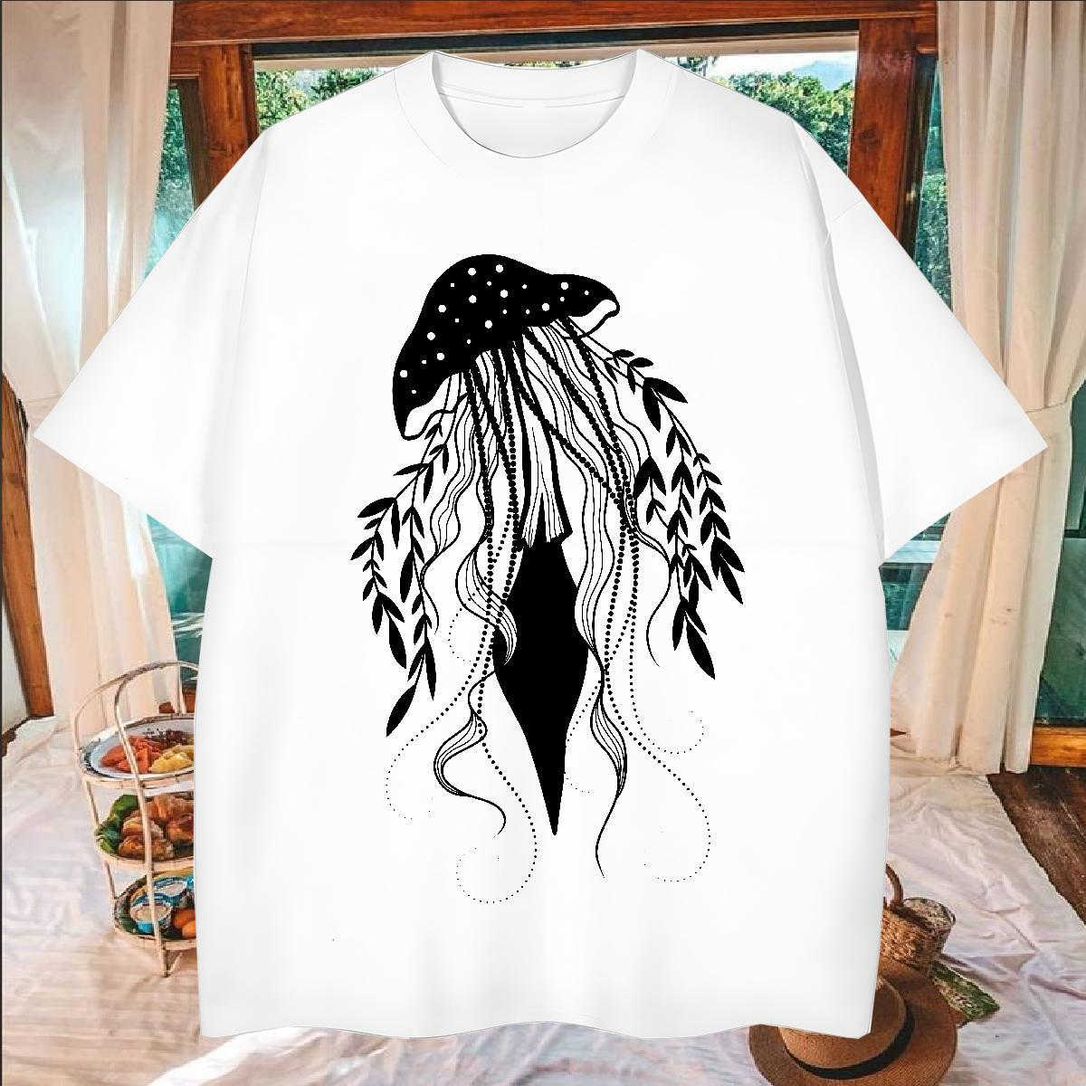 Designer Mens Tshirts mushroom Beach 230g Pure Cotton Tees Shirts Breathable Soft Popular Mens T Shirts DIY Logo Oversized