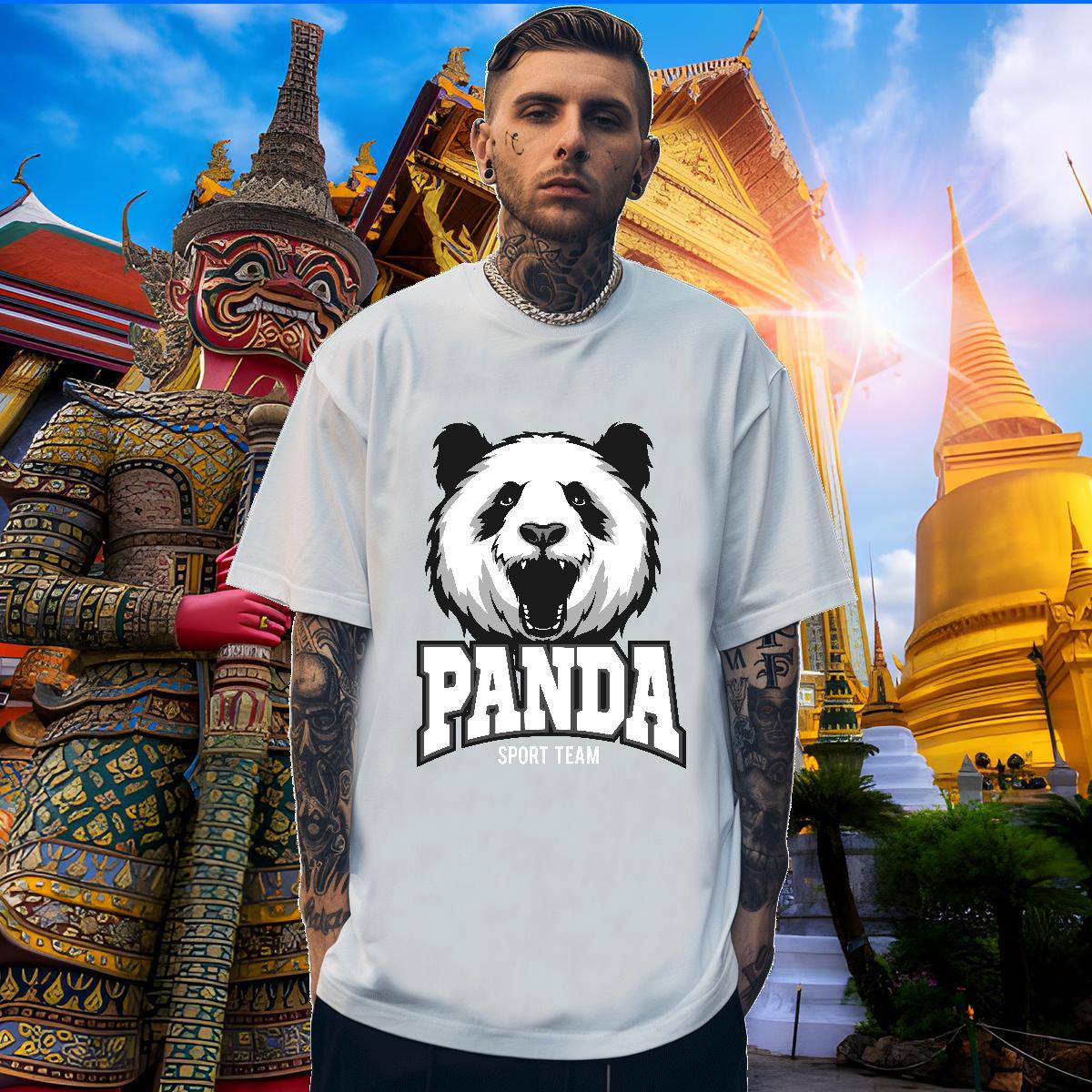 Wholesale Mens T Shirts panda Breathable Short Sleeve Daily Outfit Custom Print Oversized 230g 100% Cotton Mens Tshirts Factory Direct Tees Shirts