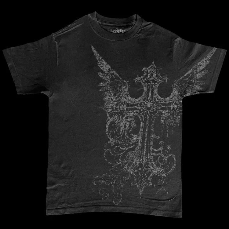 Original cyberpunk print washed high street American retro shortsleeved Tshirt for men and women summer tops 240819