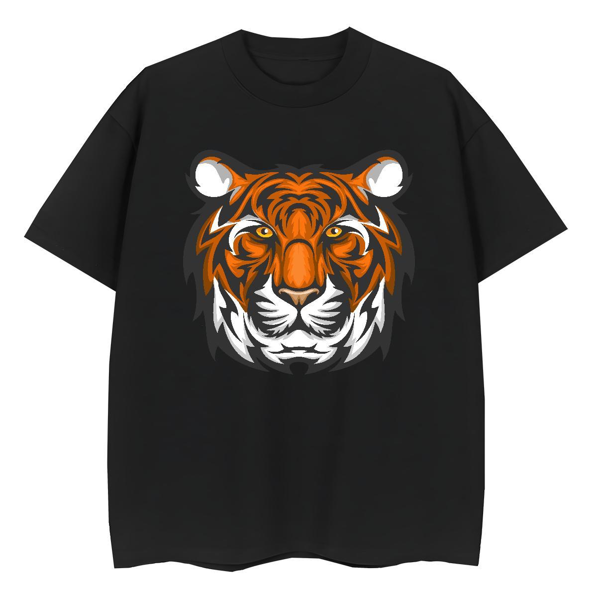 Loose Man T Shirts tiger Breathable Crew Neck Hip Hop Custom Anime 230g 100% Cotton Men Tees DIY Customized Tees Shirts