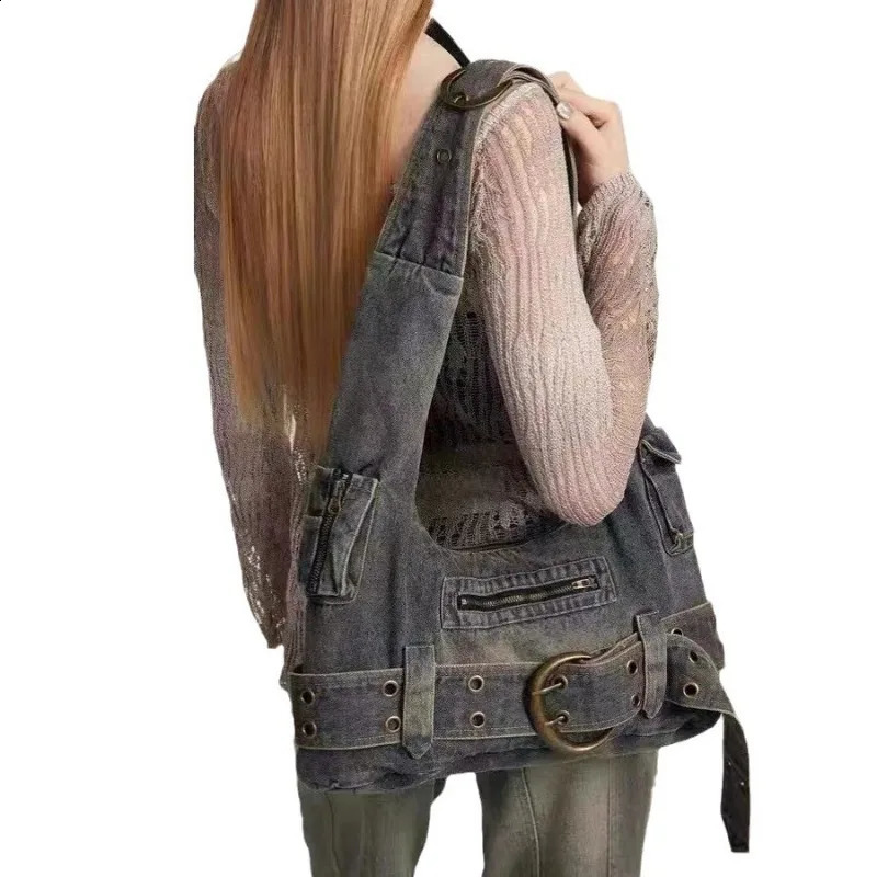 Fashion Y2k Underarm Bag Trendy Women Vintage Belt Zipper Shoulder Bags Casual All Match Denim Handbags Femme 240819 c07d 4