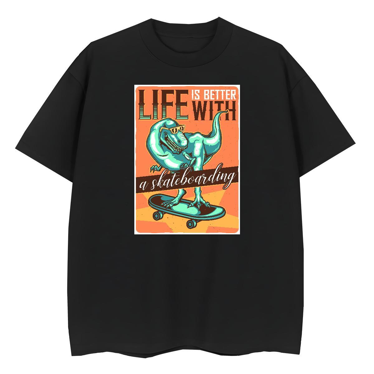 New Designer Couples T Shirts dinosaur Hip Hop Street 230g 100% Cotton Tee Shirt Crew Neck Breathable High Quality T-Shirts for Men Customized