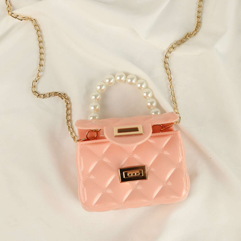 PVC Barbie Jelly Bag, Fashionable Versatile Mini Pearl Handbag, Stainproof and Easy to Wash Square Women's Bag