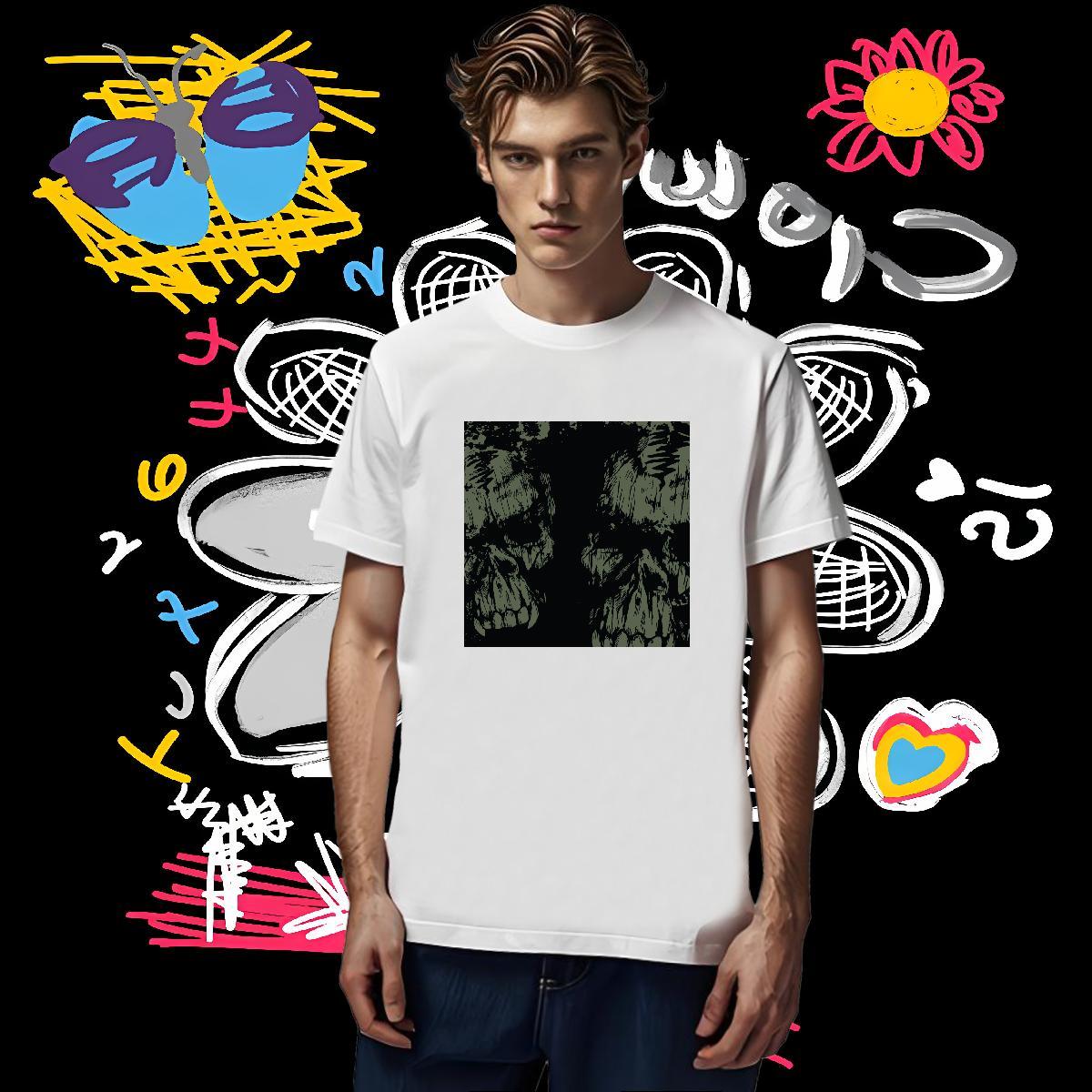 T-Shirts 230g Cotton scary Casual Daily Wear Breathable Short Sleeve Black Oversized Tshirts Fashion Design Comfortable Tees Shirts