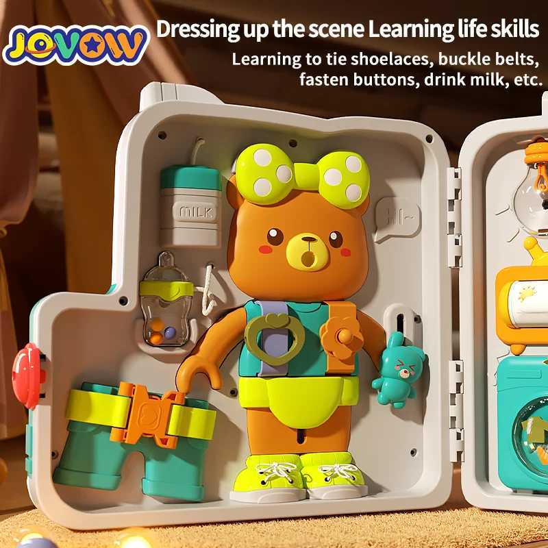 Jovow Busy Board Montessori Sensory Toys for Toddlers Refined Puzzle House Light Music Car Travel Activities Early Education Toy Y240820