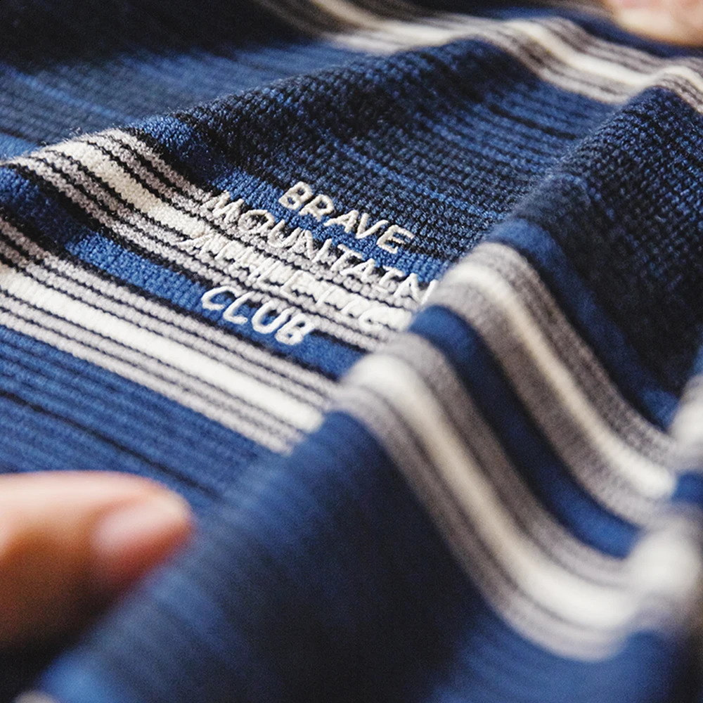 Maden Casual Contrasting Color Striped Knitwear Cityboy O-Neck Long Sleeve T-shirt Breathable Comfortable Spring Autumn Clothes 240820