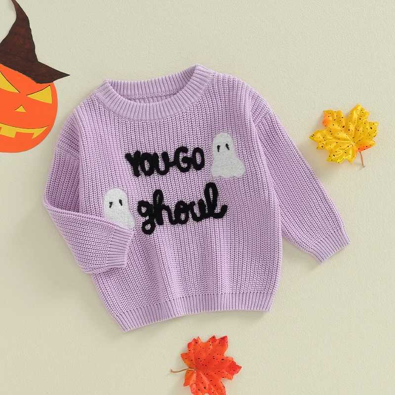 Citgeett Autumn Halloween Kids Baby Girl Sweater Letters Embroidery Warm Knitted Long Sleeve Pullover Knitwear ClothesXJ240819