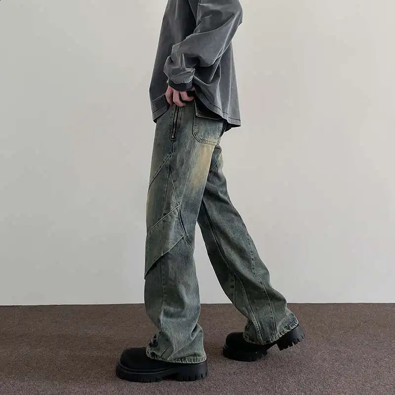 American retro street hiphop mens and womens trendy personality straight leg jeans couple loose wash casual pants y2k 240819