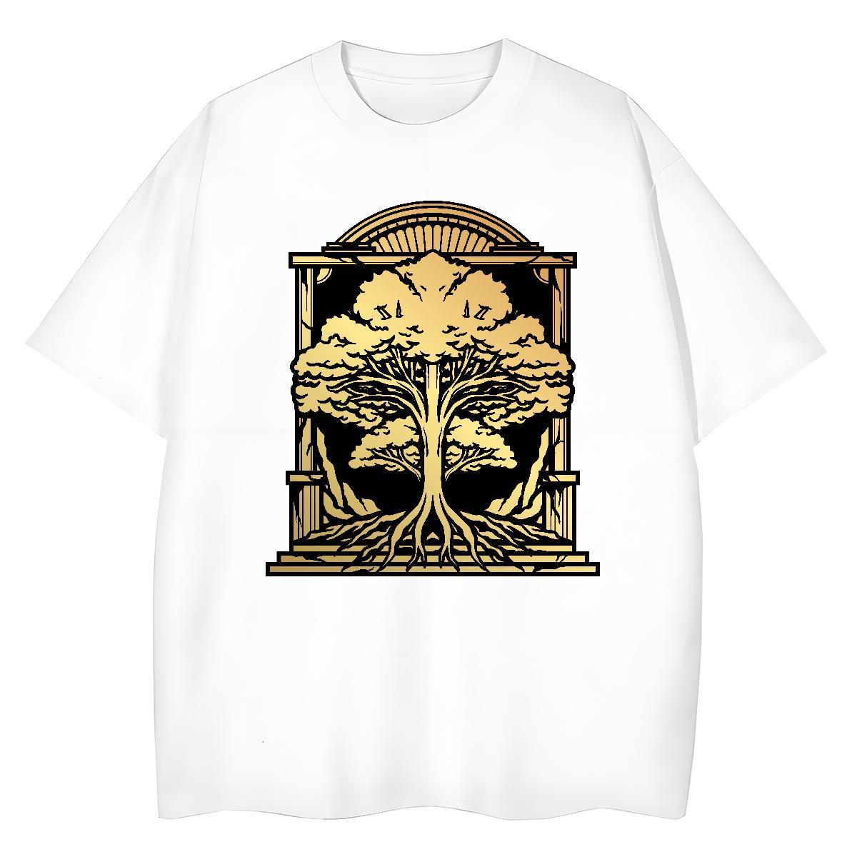 Wholesale Mens Tshirts tree Beach 230g 100% Cotton Clothes Breathable Short Sleeve Cool Design Men T Shirts DIY Printed