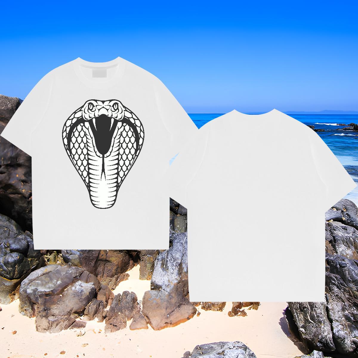 Free Shipping Mens T Shirts cobra Breathable Short Sleeve Beach Anime 230g 100% Cotton Men Tshirts 2024 New Tees