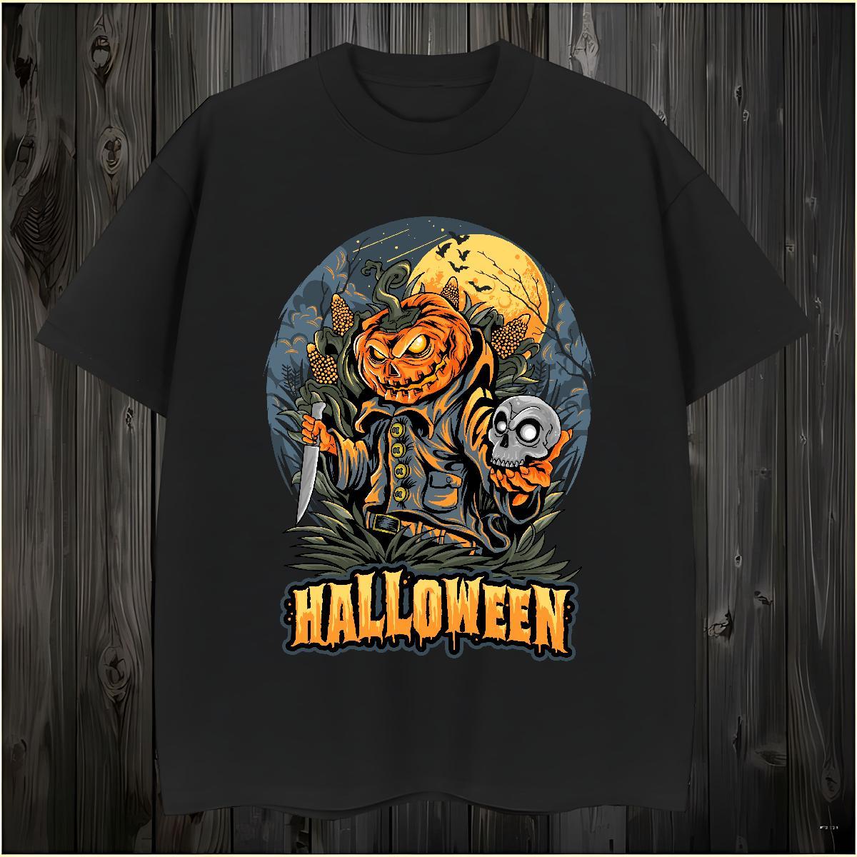 Designer T shirt pumpkin O-Neck Short Sleeve Hip Hop Floral Print 230g 100% Cotton Couples T Shirts 2024 New Tee Shirt