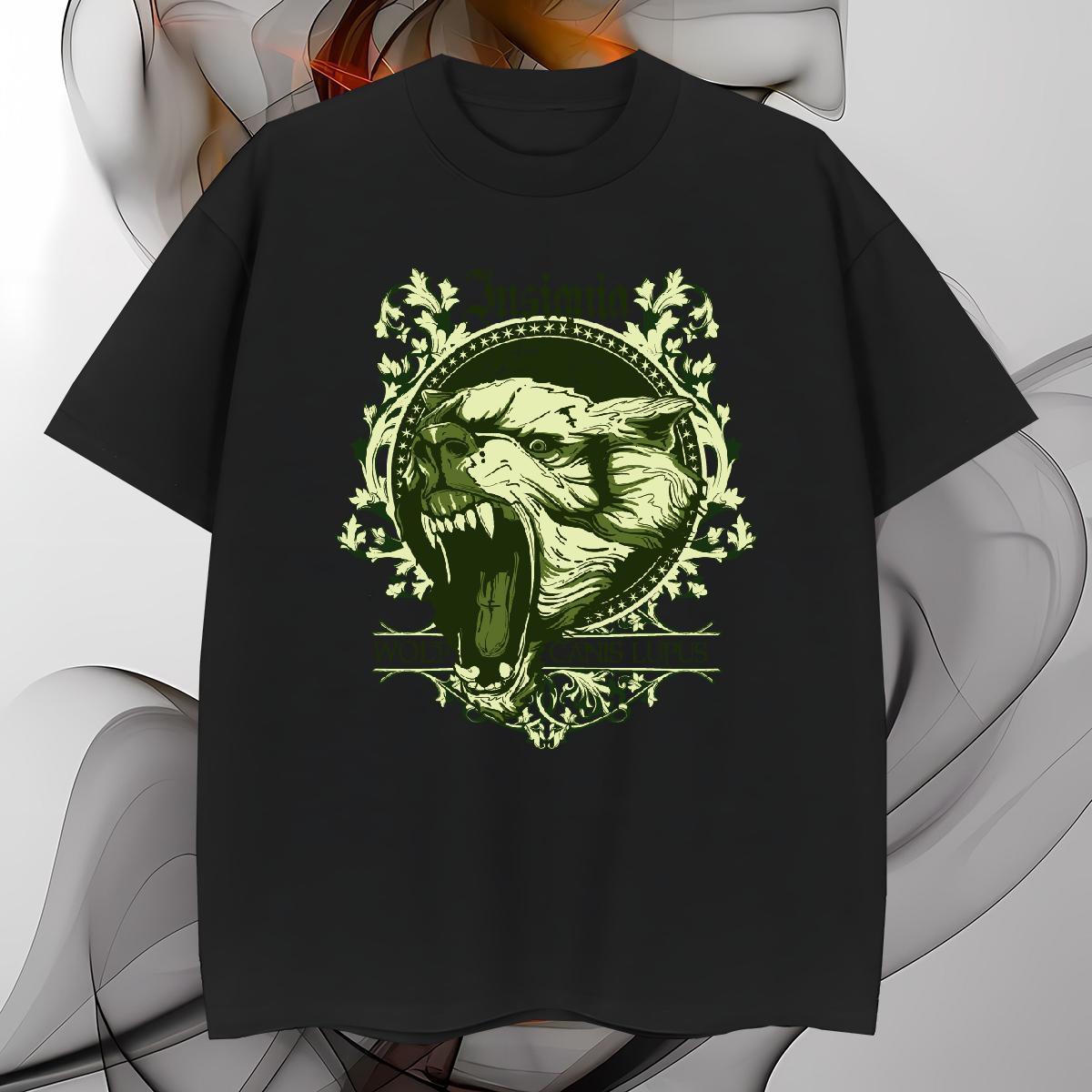 T Shirts Men 100% Cotton 230g lion Beach Round Neck Short Sleeve Anime Men Tshirts Classic Casual Cool Tops