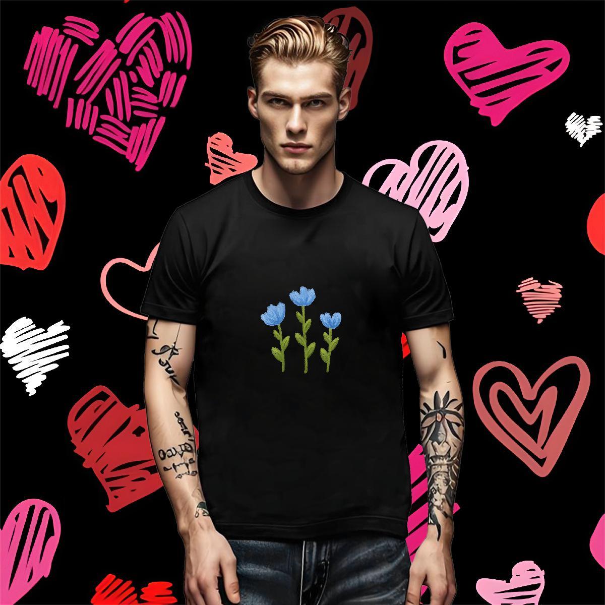Brand Tshirt for Man Woman flower Street Casual 230g 100% Cotton Tops Shirt O-Neck Short Sleeve Popular Men T Shirts Custom Printing