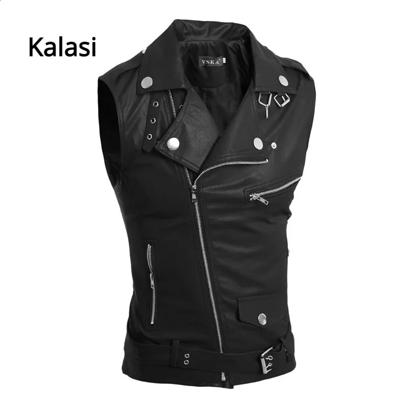 casual PU Men Vest Waistcoat Winter Jacket Turn-Down Vests Thicken Warm Coat Sleeveless Leather Clothes Male Clothing xx 240820