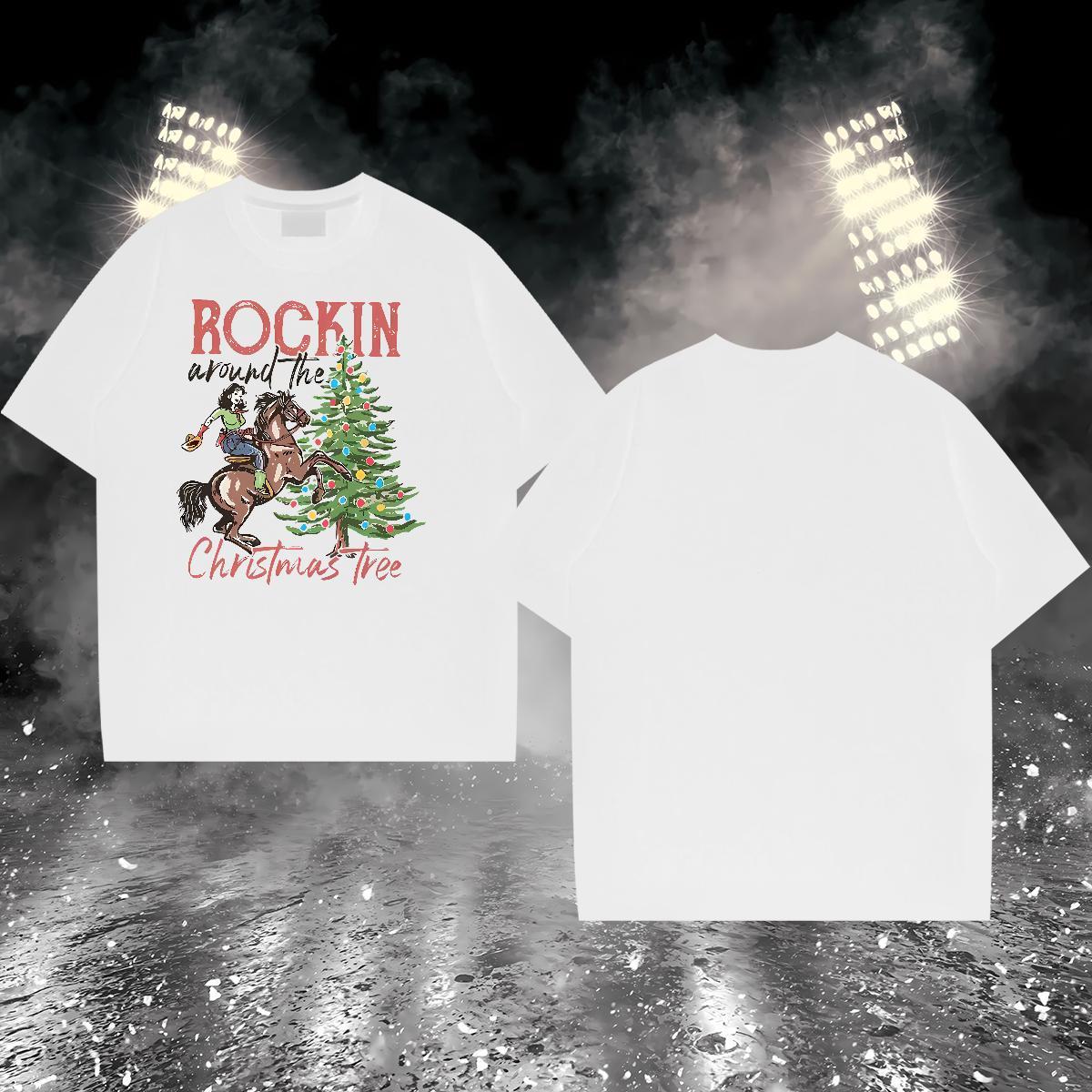 DIY Customized Men Tops Tees Christmas tree Street Wear 230g 100% Cotton Top Tees Breathable Short Sleeve Brand T Shirts Men Custom Big Size