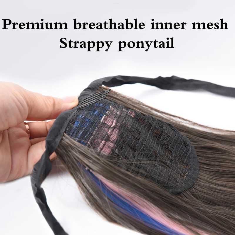 New womens ponytail hair extension synthetic wig suitable for womens natural black smooth small ponytail headband W240817