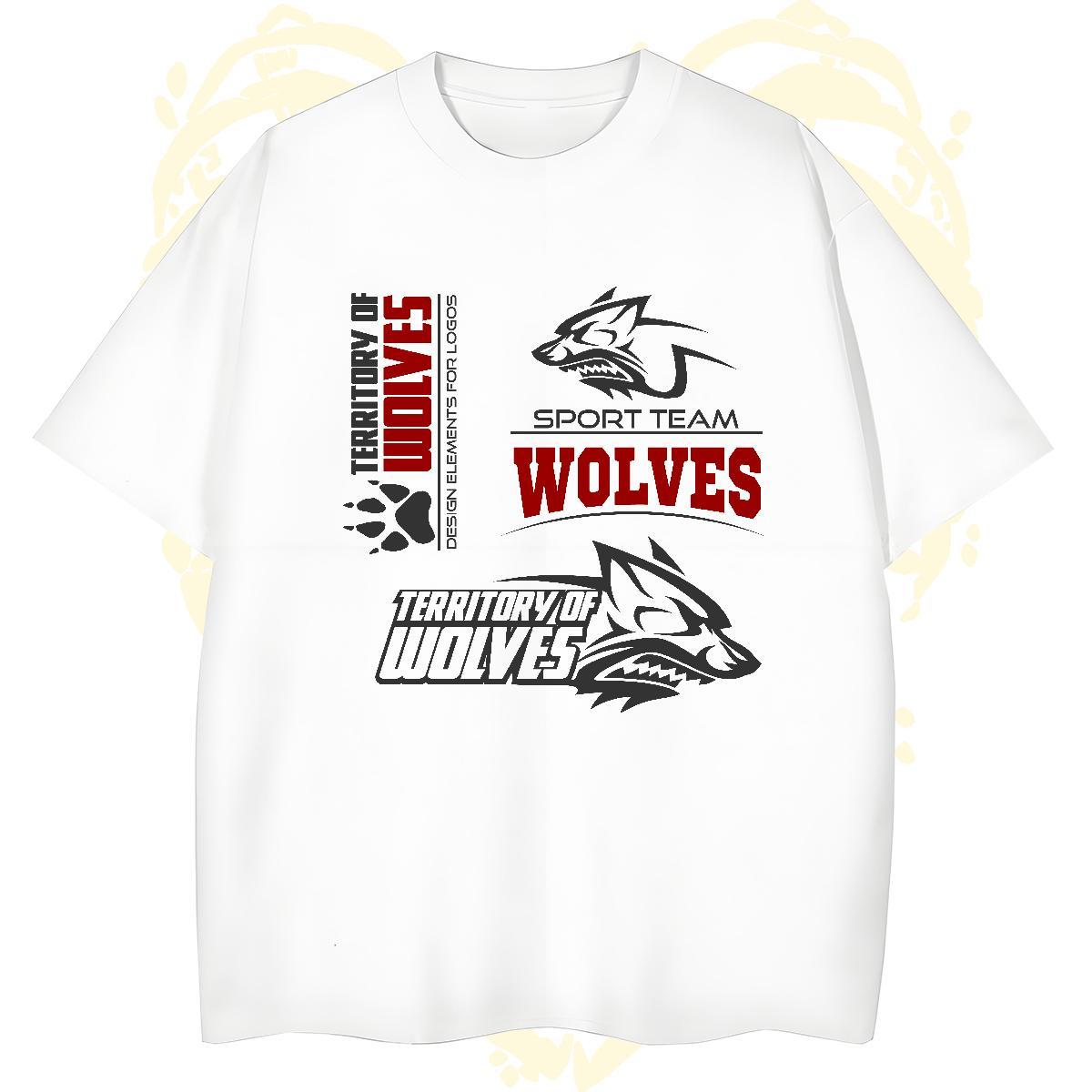 Classic Man T Shirts wolf Round Neck Short Sleeve Casual Beach Cartoon Printing L-4XL 230g Cotton Men Clothes T-Shirt Designer Fashion Tees