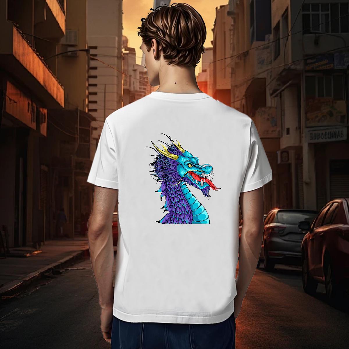 Mens T Shirts 230g 100% Cotton dragon Street Breathable Short Sleeve White Plus Size Couples T Shirts Designer Free Shipping Clothings