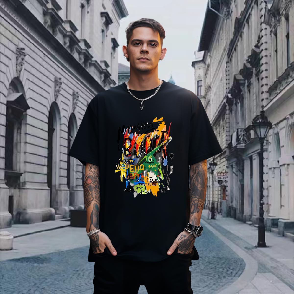 T Shirt For Man 230g Cotton cartoon Sport O Neck Short Sleeves Custom Cartoon Men Tshirts Stylist Brand Wear