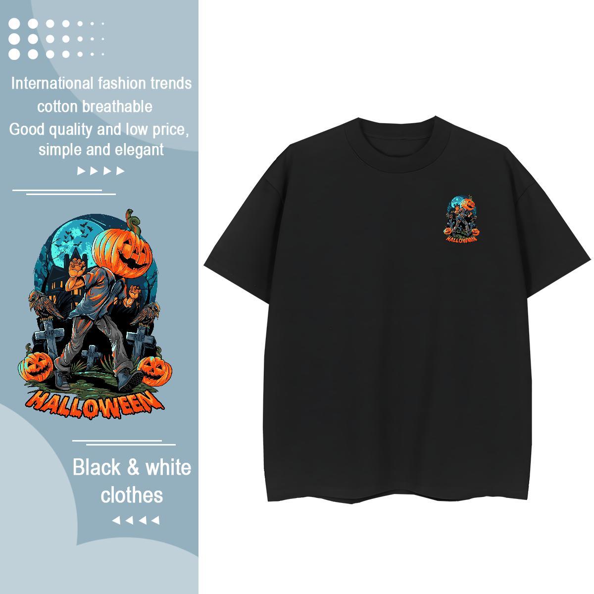 2024 Men Tops Tees pumpkin Street wear Hip Hop 230g Cotton Clothes Breathable Crew Neck Designer T Shirts Men Floral Print