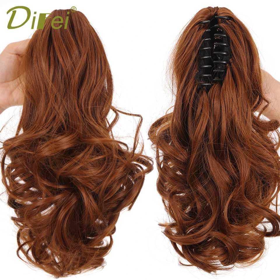 DIFEI synthetic wig ponytail hair extension wig natural black heat-resistant female wig clip ponytail curly hair W240817