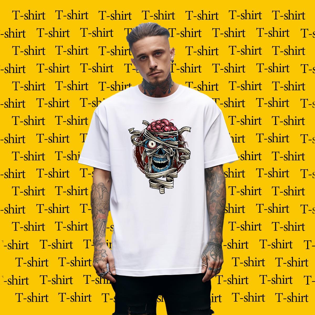Unisex T Shirts Men skull Pure Cotton Sports Casual Oversized 3XL 4XL 230g Cotton Tshirts DIY Polos