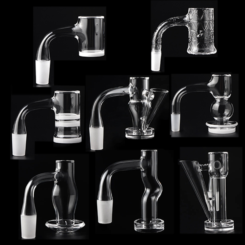 Handmade Full Weld Slider Terp Slurper Opaque Bottom Sandblasted Quartz Banger Beveled Edge 10mm 14mm Male Joint Quartz Banger Nails