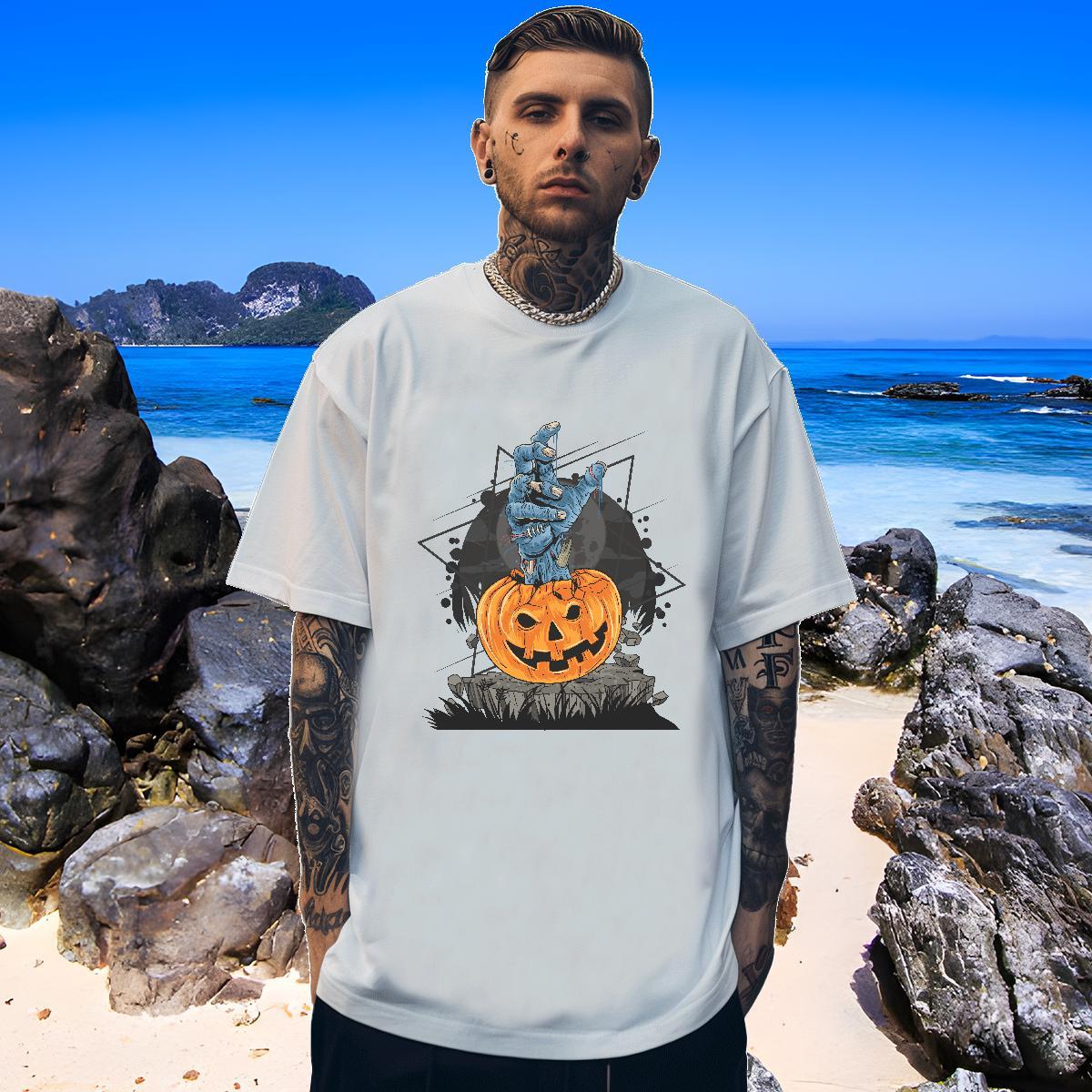 Soft T-Shirts halloween Breathable Short Sleeve Casual Oversized 230g 100% Cotton Men Tshirts New Arrival Clothes