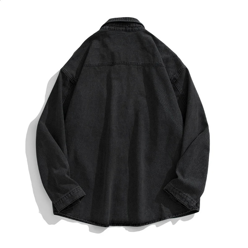 Solid color denim jacket with a single breasted collar mens oversized fashion Harajuku casual 240809