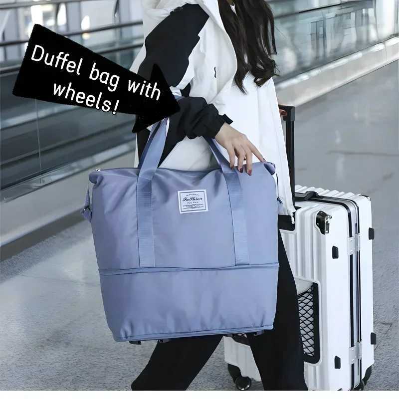 Luggage Bag with Wheels Dry and Wet Separation Large Capacity Fitness Yoga Bag Portable Travelling Clothes Storage Bag CL240820
