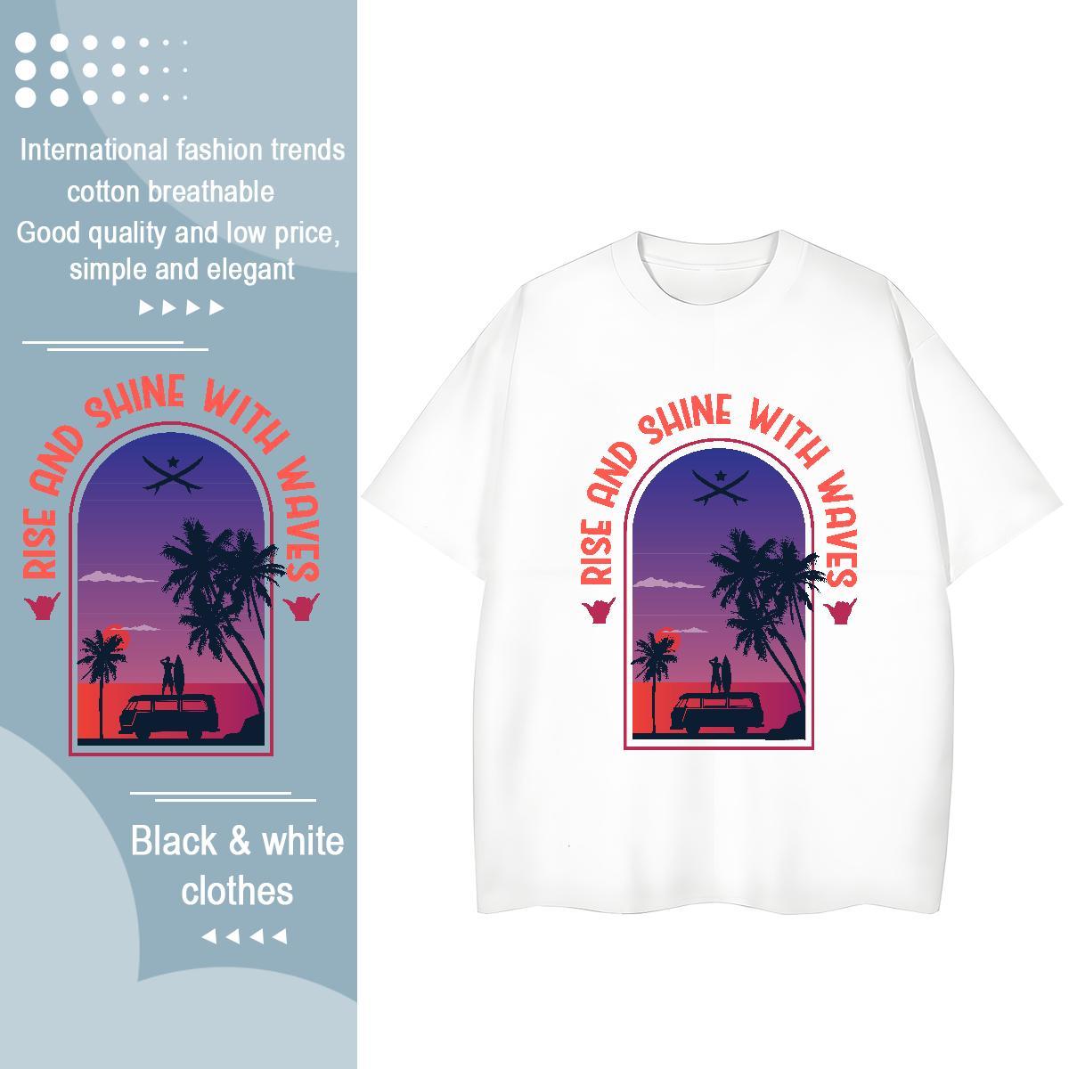 Custom Women Tees Sport Breathable Crew Neck Tee Shirt Soft 230g Cotton tree Black White T Shirts Women