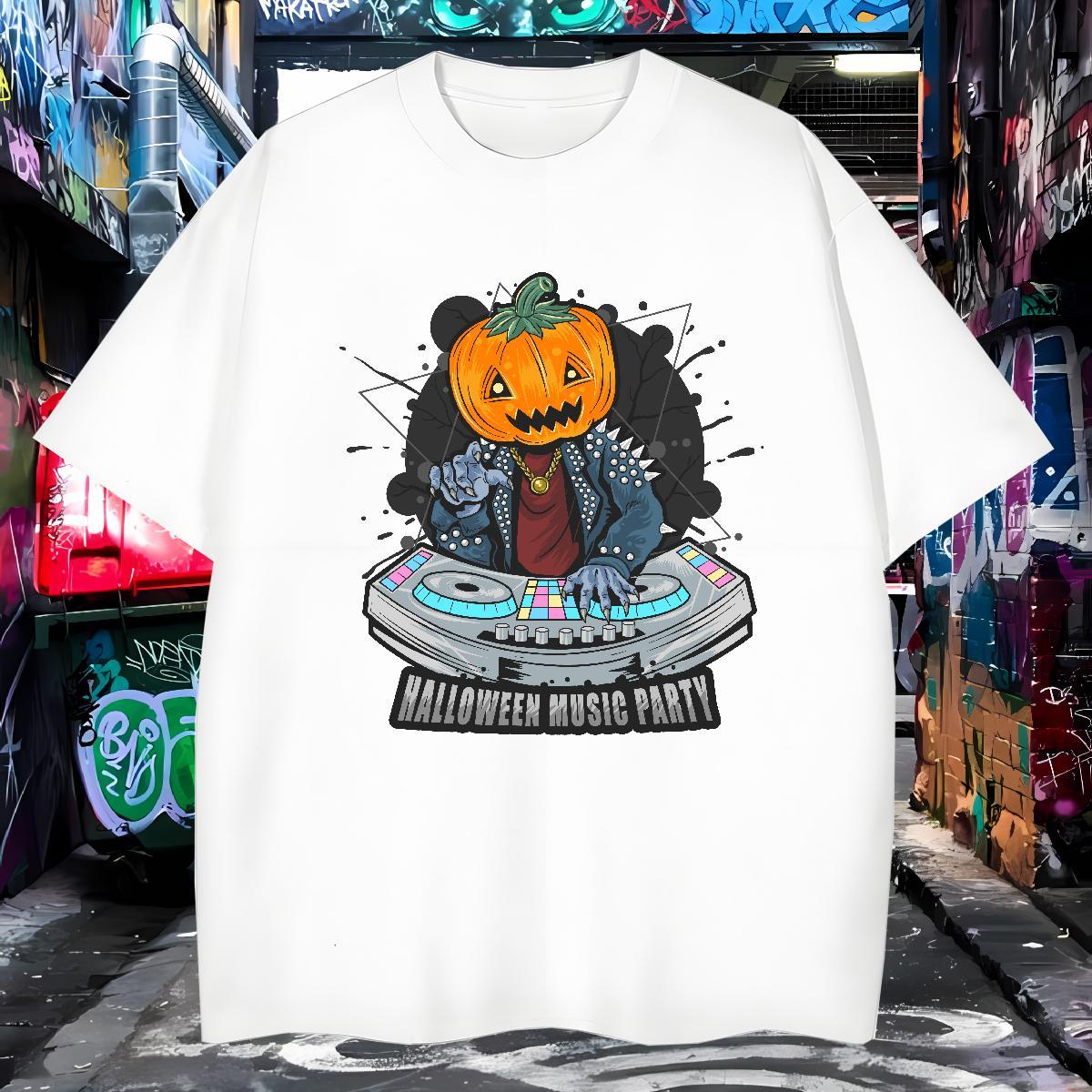 Classic Man T Shirts pumpkin Crew Neck Breathable Casual Daily Wear Cartoon Printing L-4XL 230g 100% Cotton Tshirts Fashion New Tops Tees