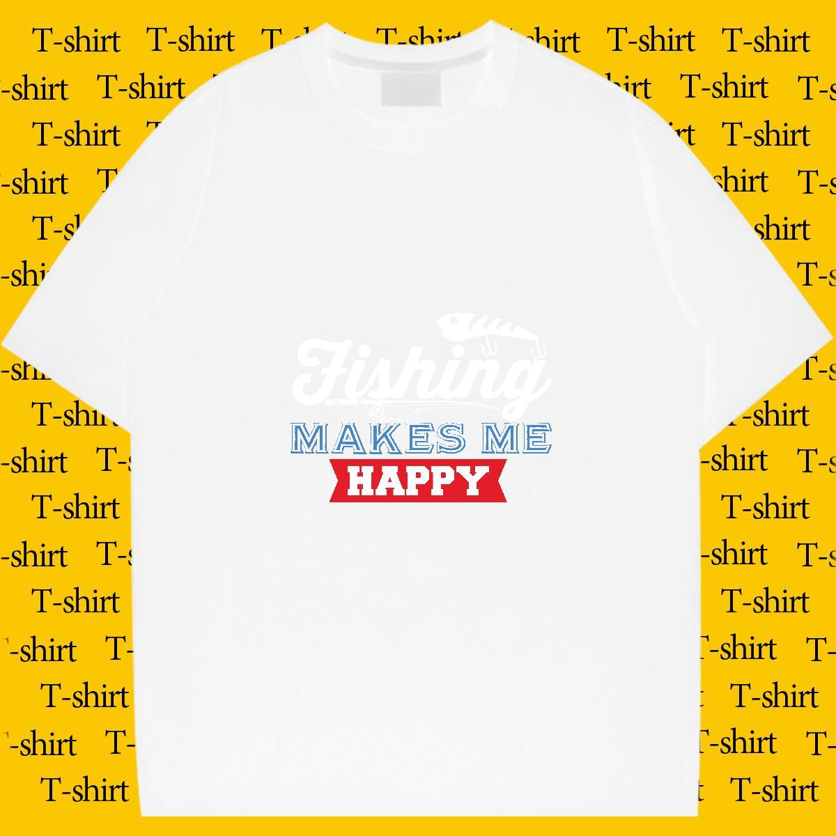 Popular Mens Tshirts Home Outdoor 230g 100% Cotton Cartoon Printing L-4XL Breathable Short Sleeve fish T shirt DIY Polos
