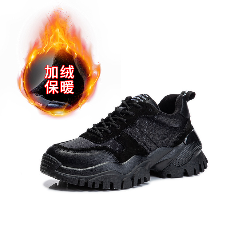 Ddmysports Absorbing Film Sole Dad For Women In Winter New Thick Soled Plush Leather S Shoes Elevated Sports Running OUTDOOR