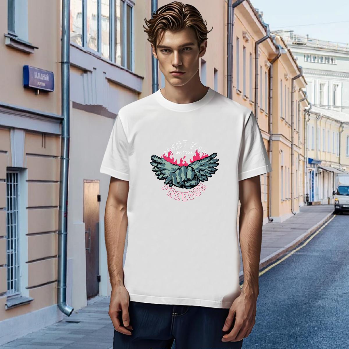 T-Shirts for Men 100% Cotton 230g wing Daily Wear Breathable Customized Men Tops Tees Stylist Popular Tee Shirt